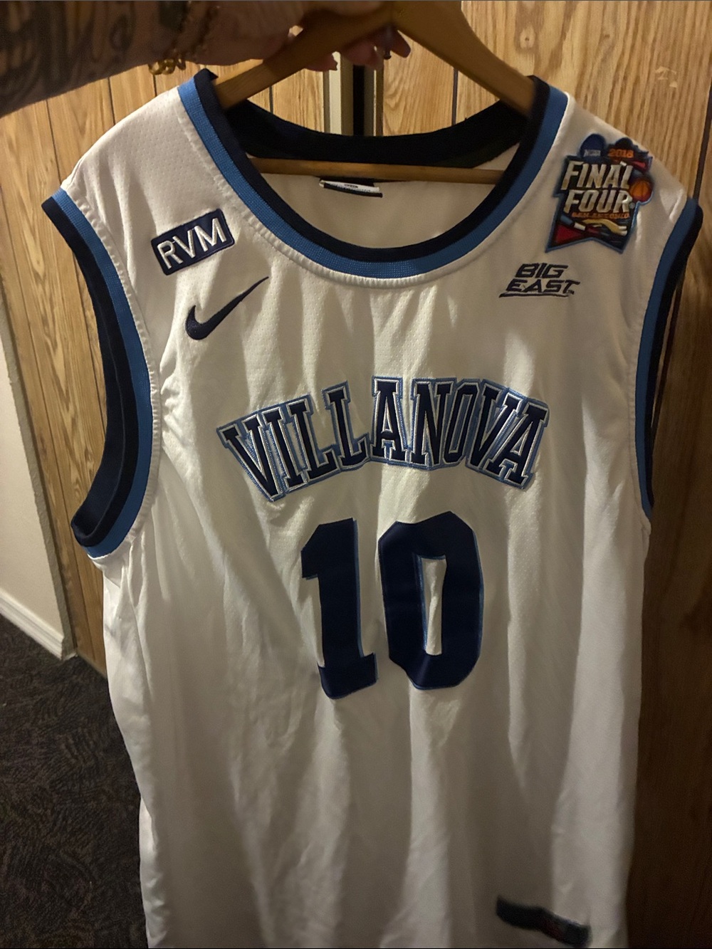 Nike White and Navy Villanova #10 Basketball Jersey